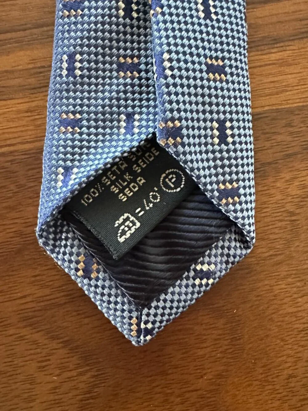 Ermenegildo Zegna Gray Blue Geometric Silk Tie